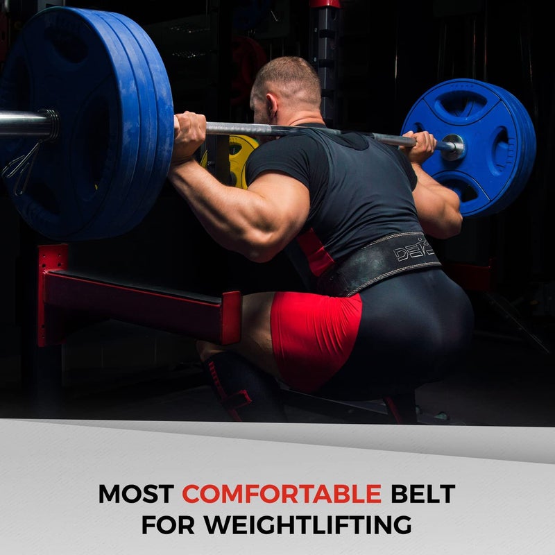 DEFY Challenge Your Fear DEFY Lever Belt Cowhide Genuine Leather 10MM Gym Training Power Lifting Men & Women Weightlifting Belt Black (Large) - Image 4